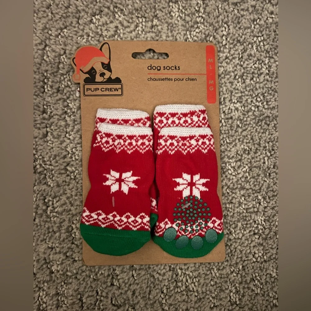 NWT Puppy Crew Dog Socks Christmas M L Up to 5.5